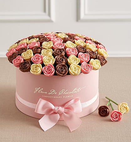 Fleur De Chocolate® Belgian Chocolate Roses - Perfectly Pink
